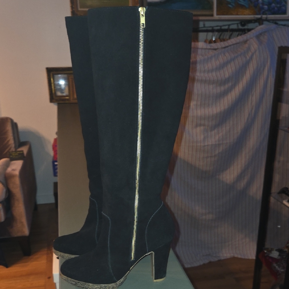 Black Suede French Connection Tall Boot